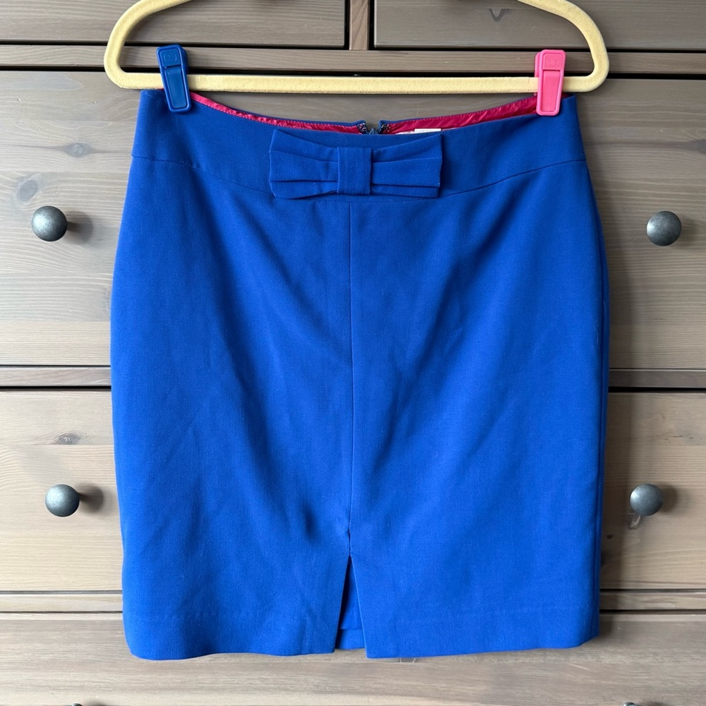 Banana Republic Royal Blue Split Hem Pencil Skirt with Bow Detail Size 8
